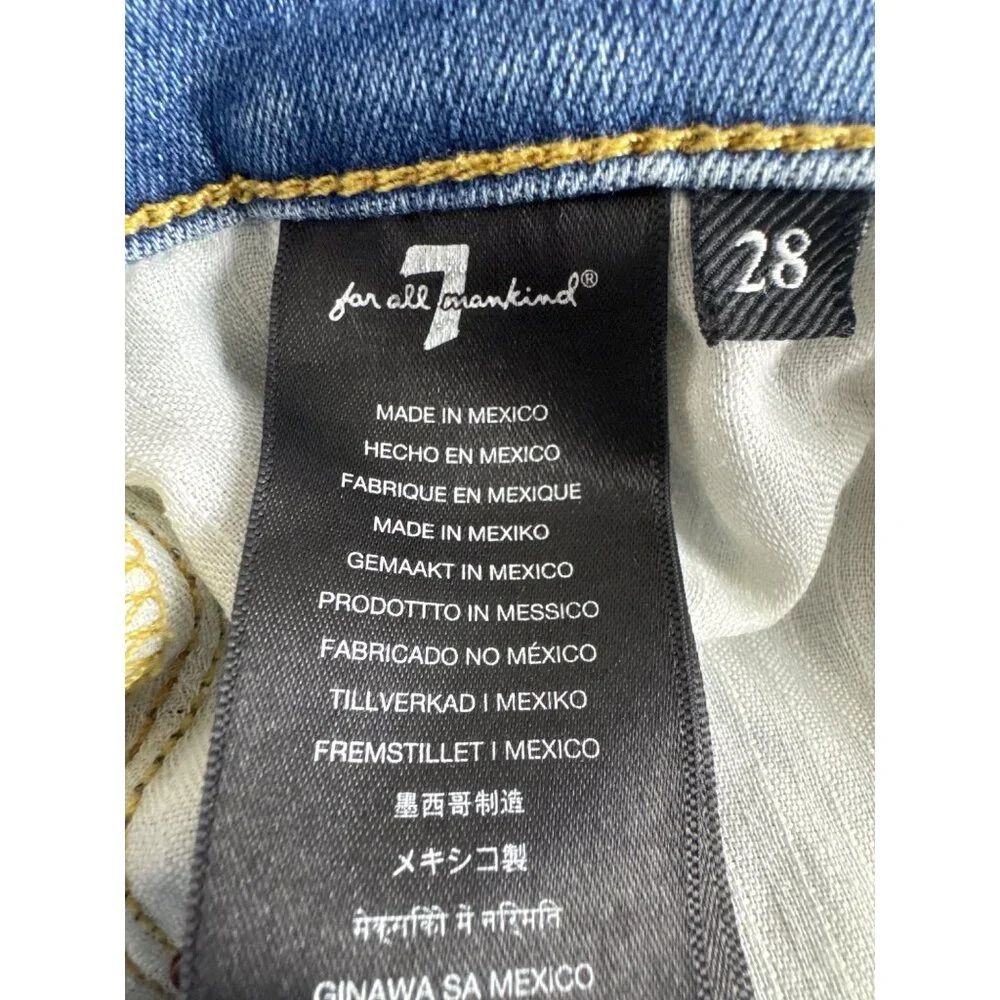 7 For All Mankind Skinny Jeans Womens 28 Blue Stretch Denim Mid Rise Button Fly